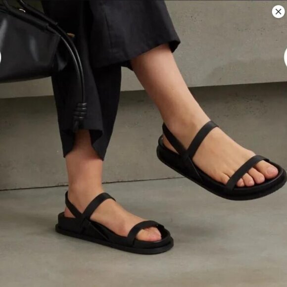 ST.AGNI 30mm Mio Leather Flat Sandals, Size 37 - Picture 1 of 14